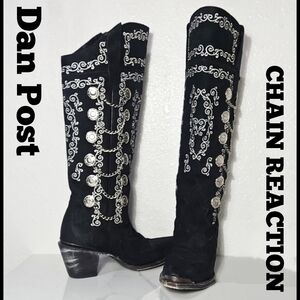Dan Post Chain Reaction Snip Toe Tall Leather Boots